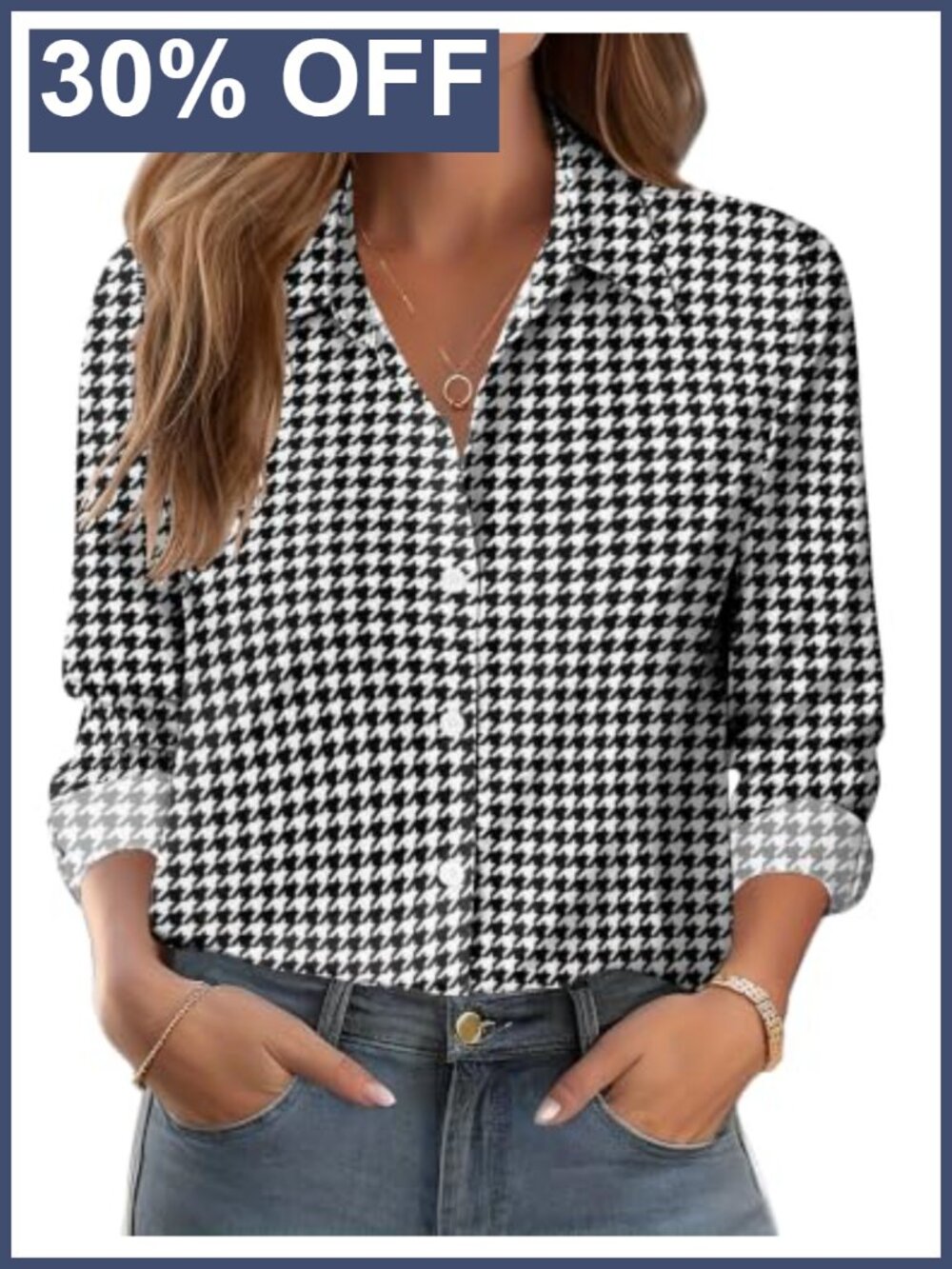 Zeagoo Women's Button Down Shirt V-Neck Long Sleeve Floral Blouse